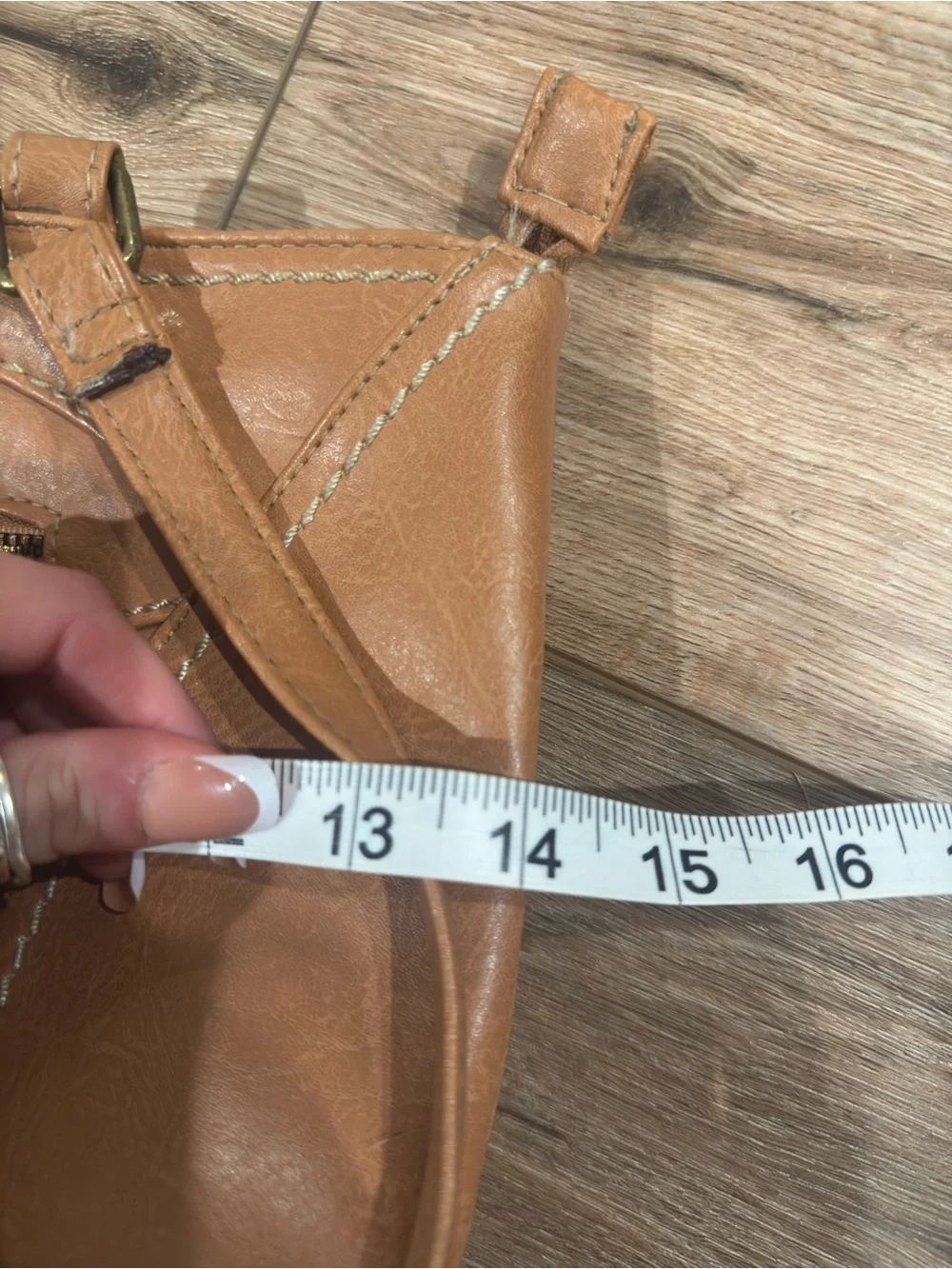 B.O.C Boho Vibe Casual Brown Stitched Vinyl Tote Bag